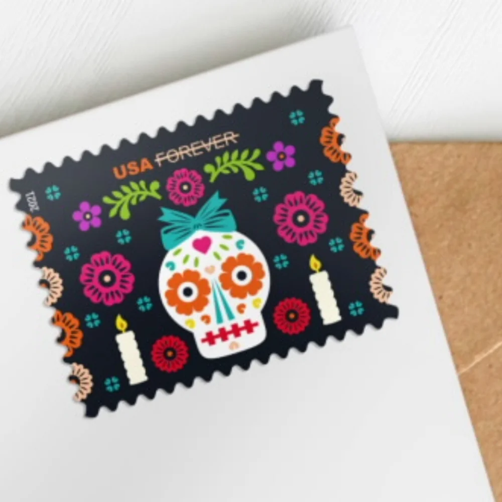 100 Day of the Dead Sugar Skulls‎ Forever Postage Stamps USPS Halloween Skeleton